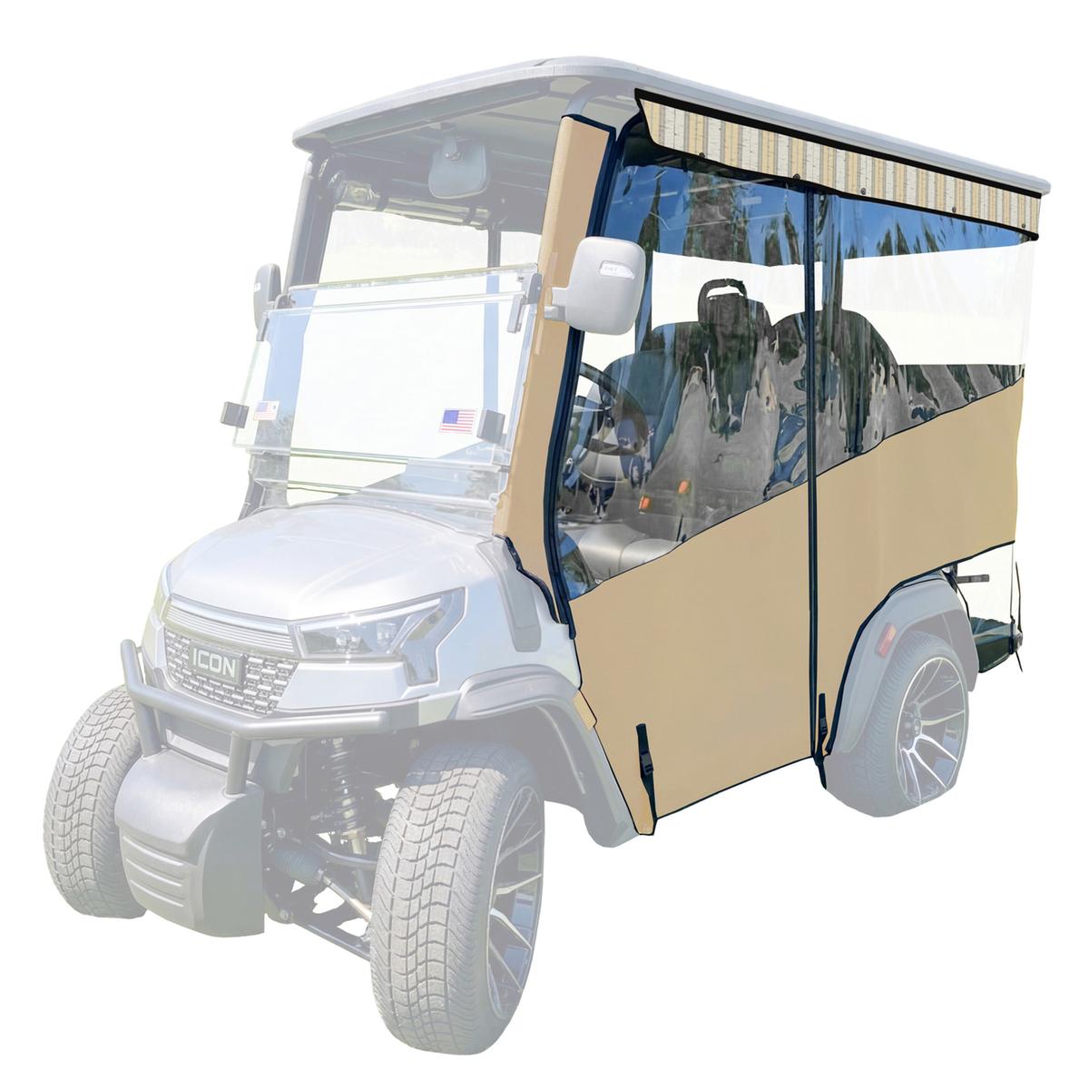RedDot 4-Passenger Linen Track Style Enclosure with Grey Beige Chip Fancy Valance for ICON i40X (Years 2026-Up)