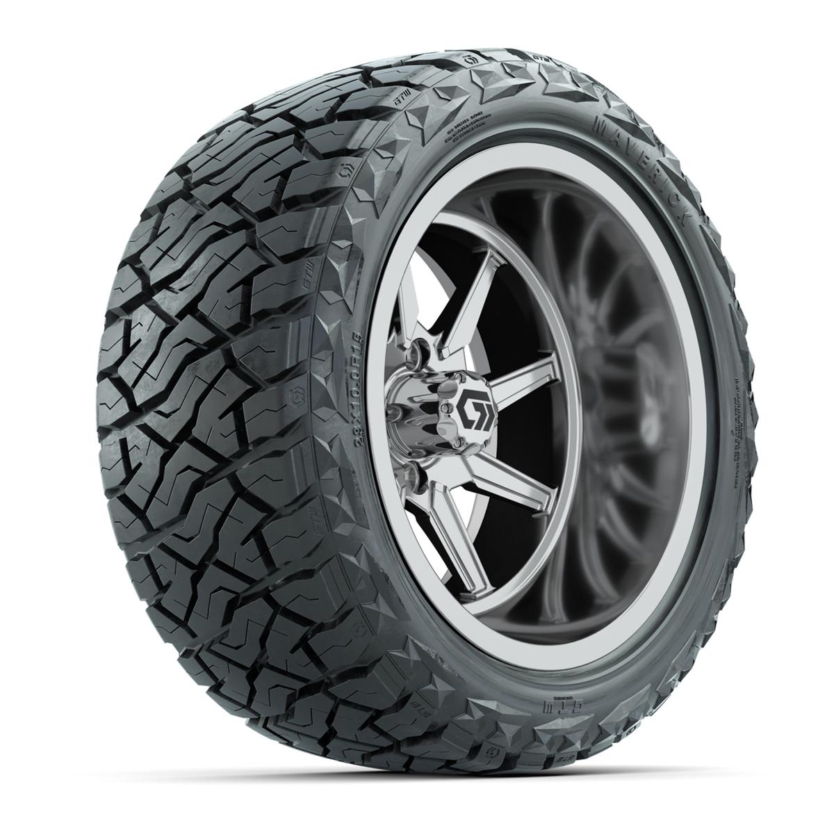 GTW&reg; Reaper Chrome 15 in Wheels with 23X10-R15 Maverick Steel Belted Radial All-Terrain Tires - Full Set