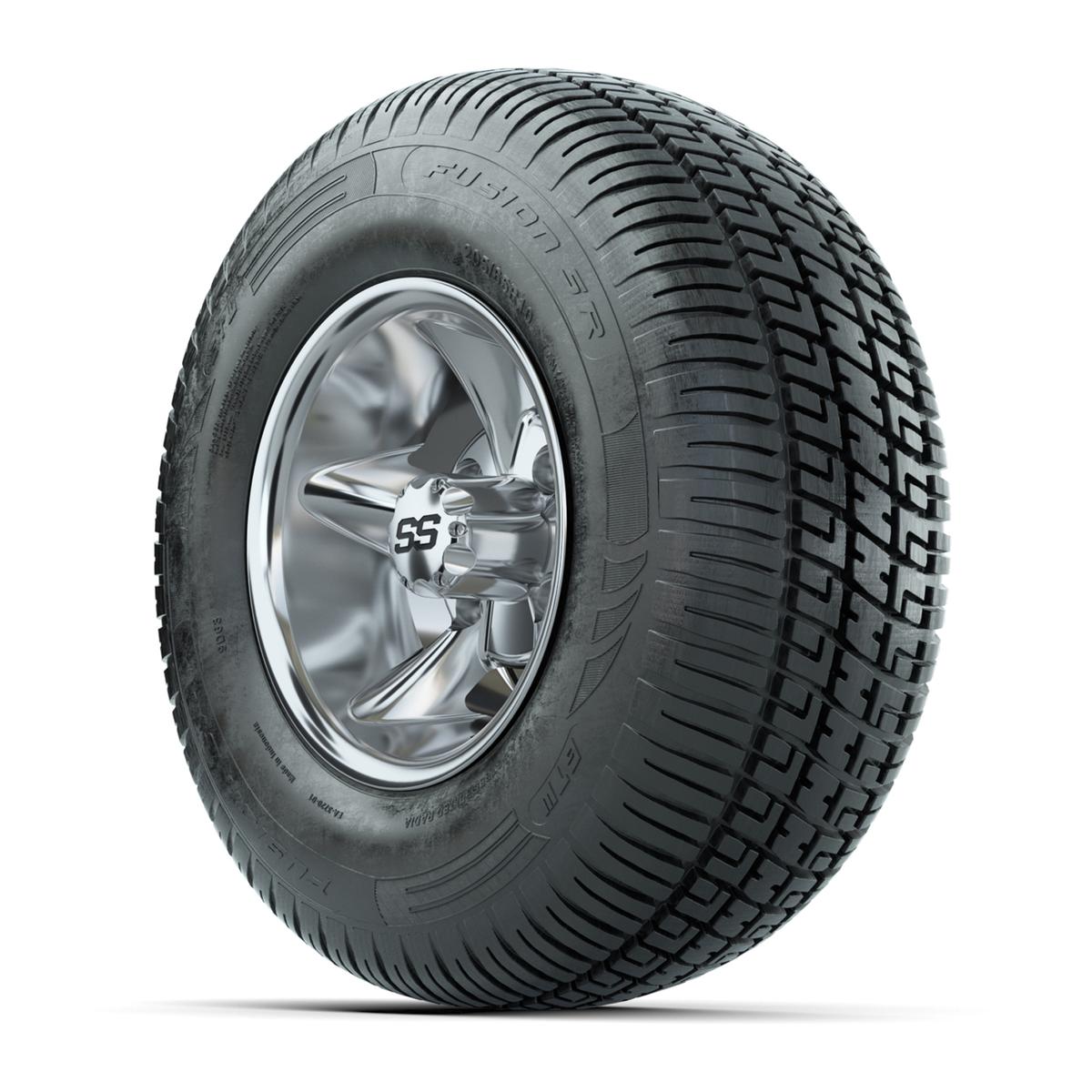 GTW Godfather Chrome 10 in Wheels with 205/65-R10 Fusion S/R Steel Belt Radial Street Tires – Full Set