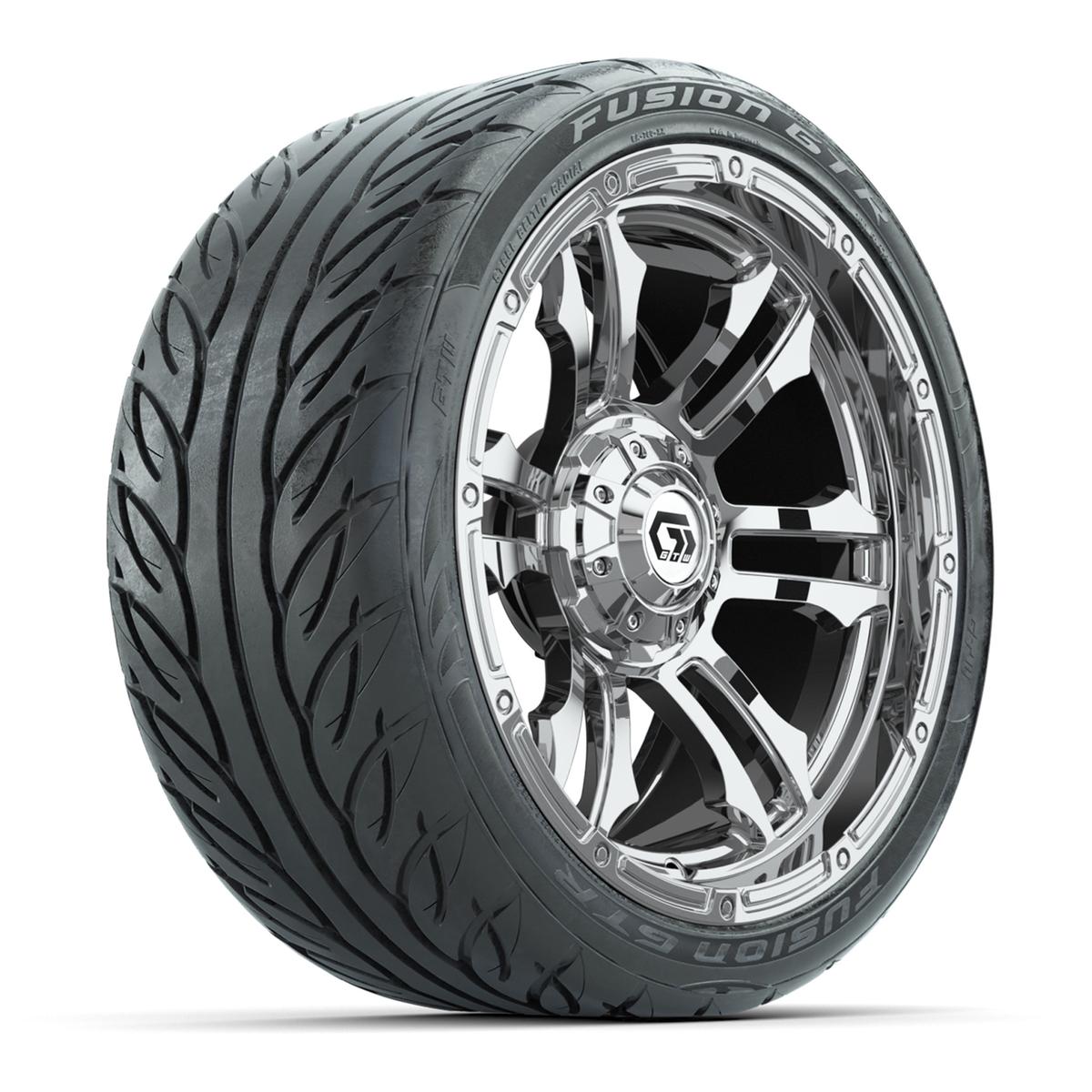 GTW® Shogun Chrome 15 in Wheels with 215/40-R15 Fusion GTR Steel Belted Street Tires – Full Set