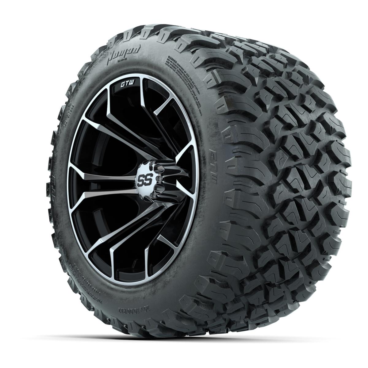 GTW Spyder Machined/Black 12 in Wheels with 20x10-R12 GTW Nomad All-Terrain Tires – Full Set
