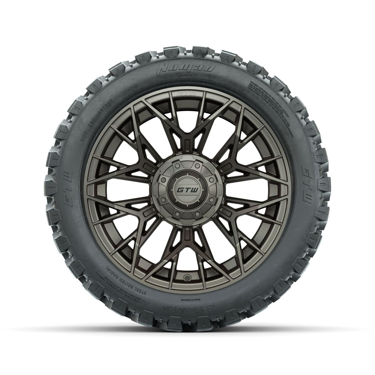 Set of (4) 14 in GTW® Stellar Matte Bronze Wheels with 23x10-R14 Nomad All-Terrain Tires