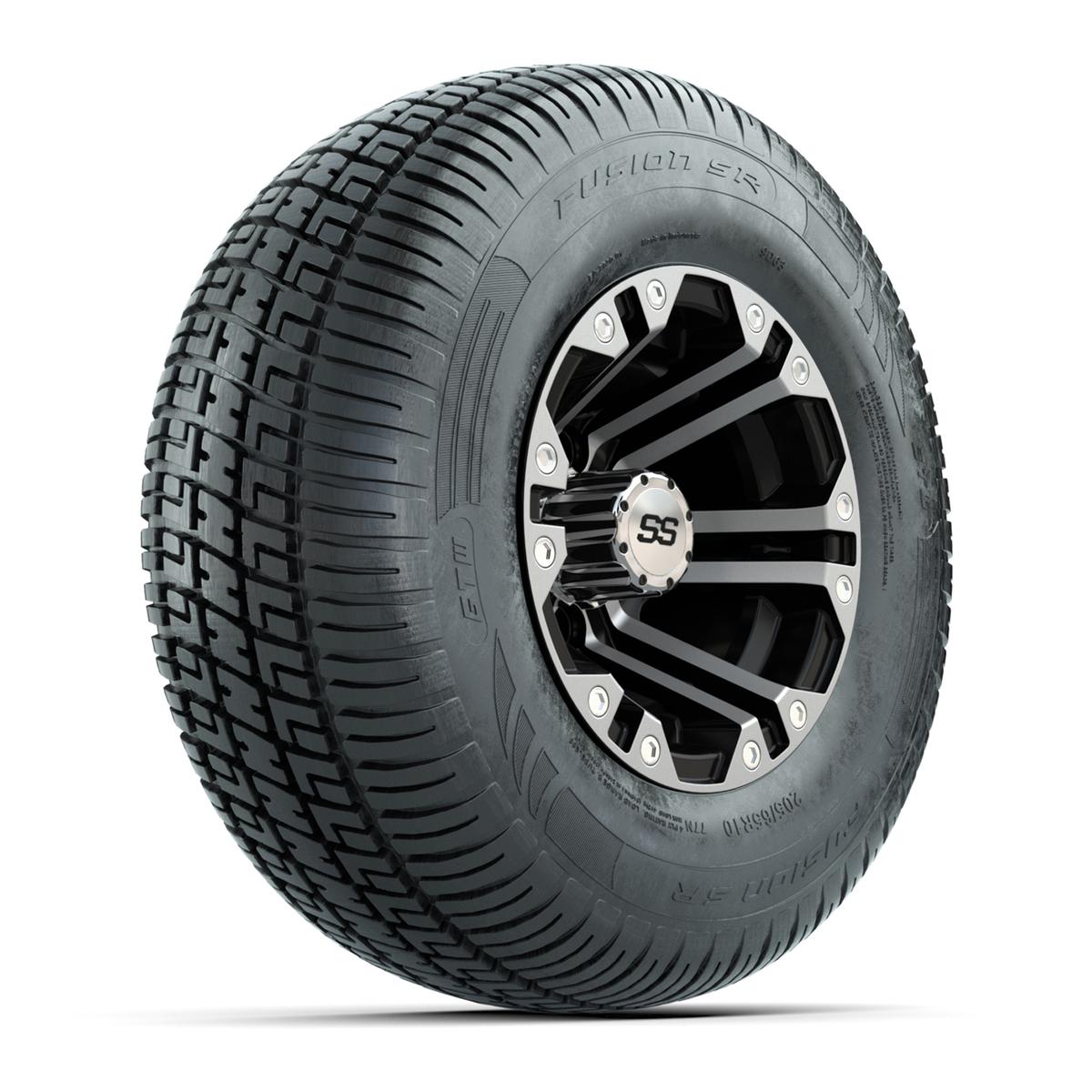 GTW Specter Black and Machined 10 in Wheels with 20in Fusion Street Tires - Set of 4