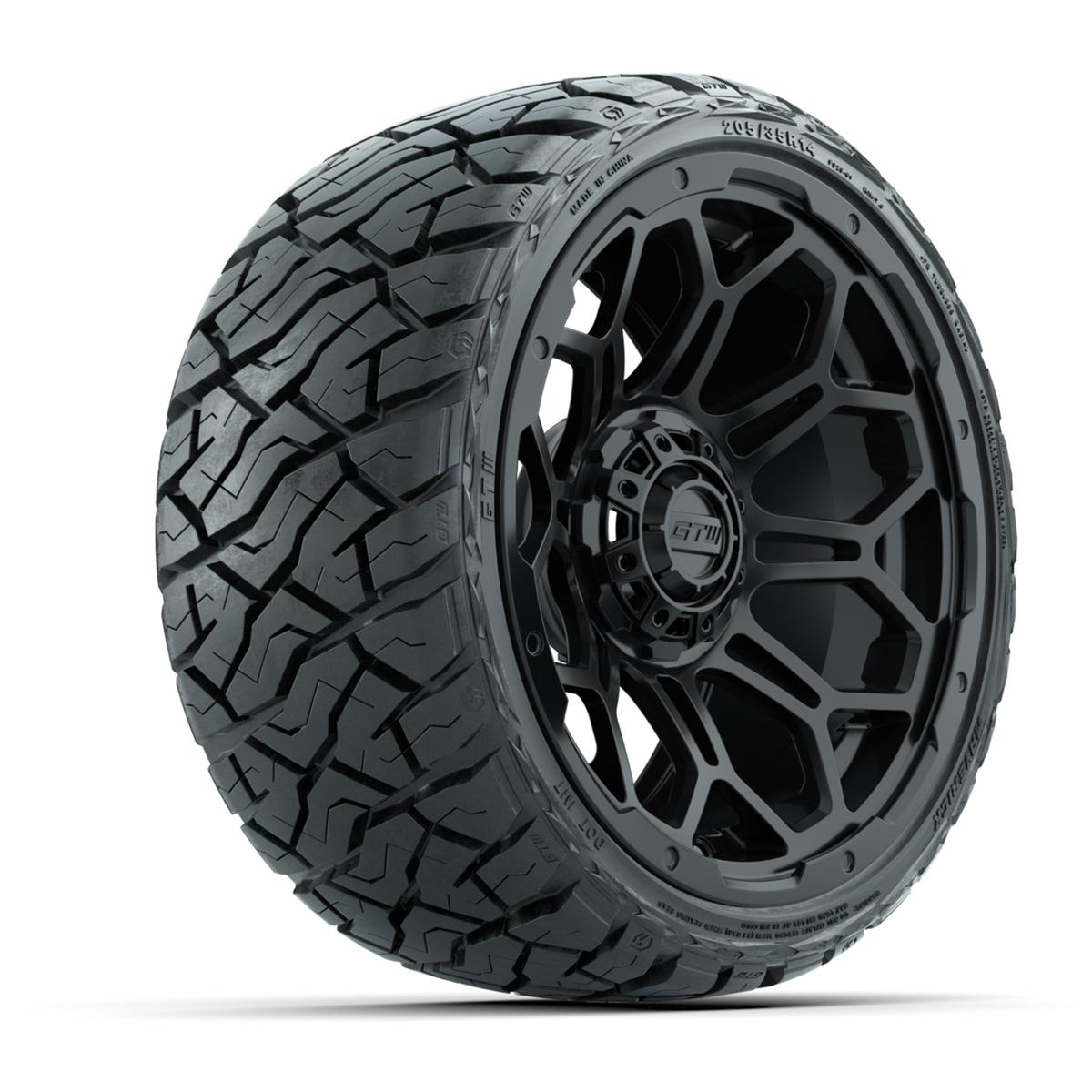 GTW Bravo Matte Black 14 in Wheels with 205/35-R14 Maverick Low-Profile All-Terrain Tires – Full Set