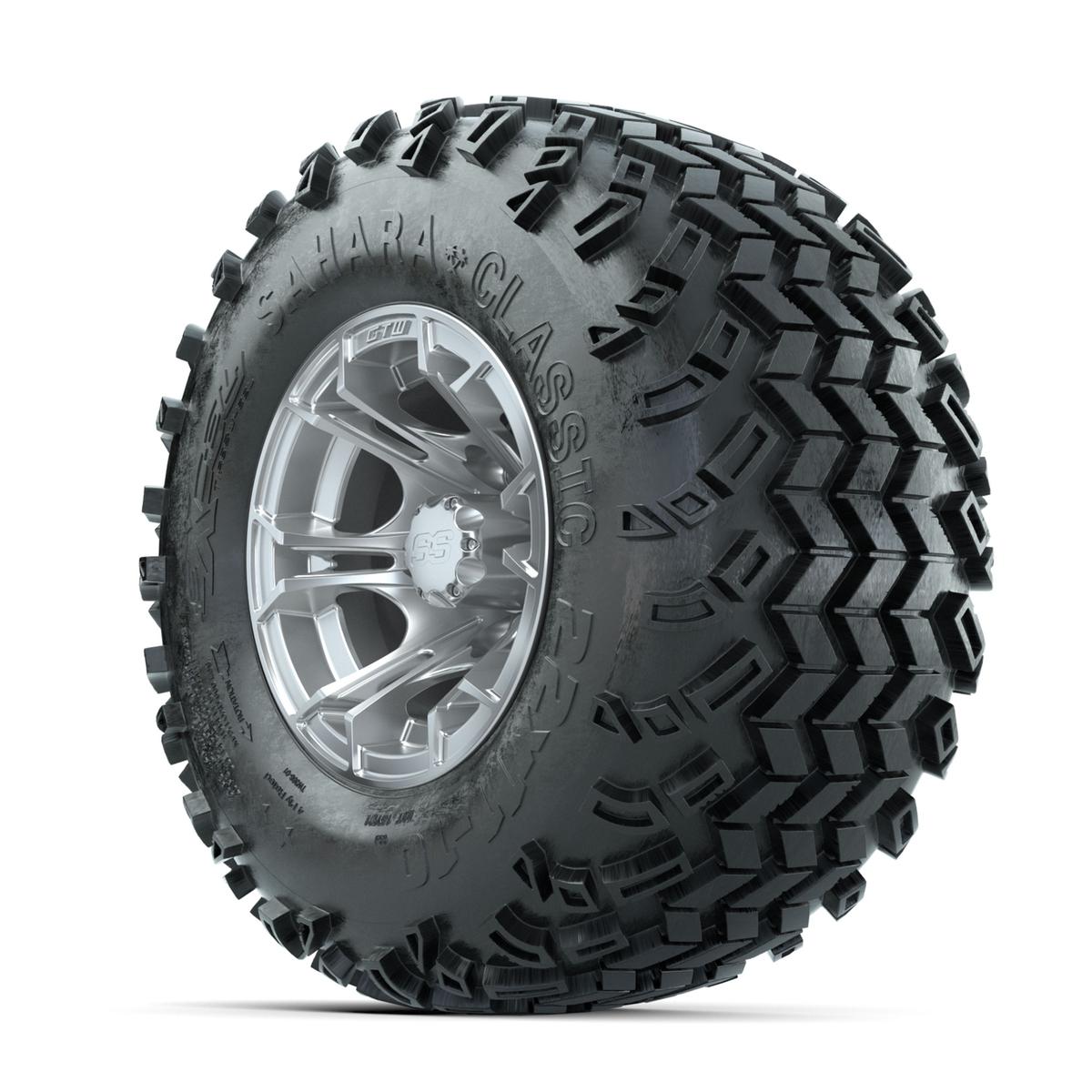 GTW Spyder Silver Brush 10 in Wheels with 22x11-10 Sahara Classic All Terrain Tires – Full Set