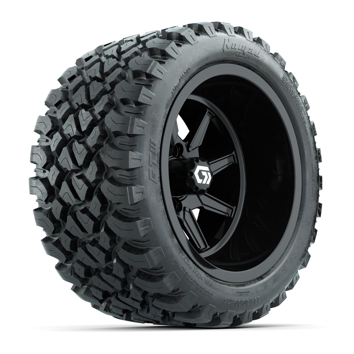 GTW&reg; Reaper Gloss Black 14 in Wheels with 23X10-R14 Nomad Steel Belt Radial All-Terrain Tires - Full Set
