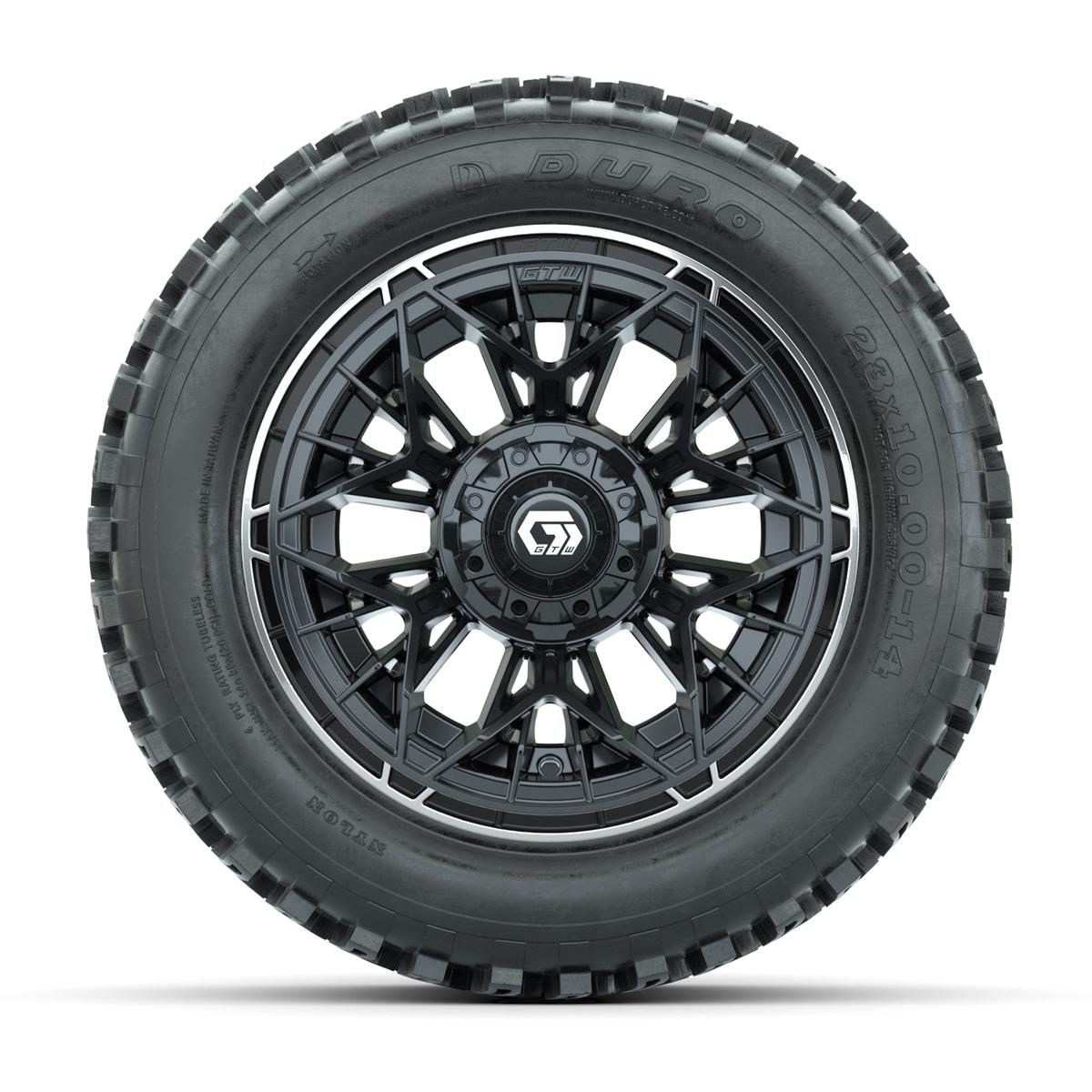 GTW Stellar Black/Machined 14 in Wheels with 23x10-14 Duro Desert All-Terrain Tires – Full Set