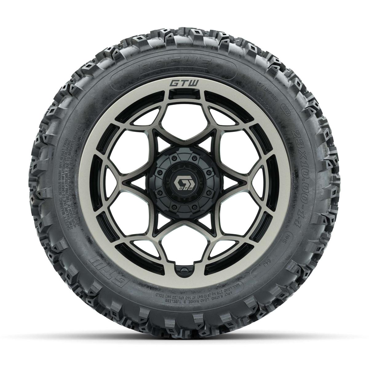 GTW&reg; Nexus Black/Bronze 14 in Wheels with 23X10.00-14 Rogue All-Terrain Tires – Full Set
