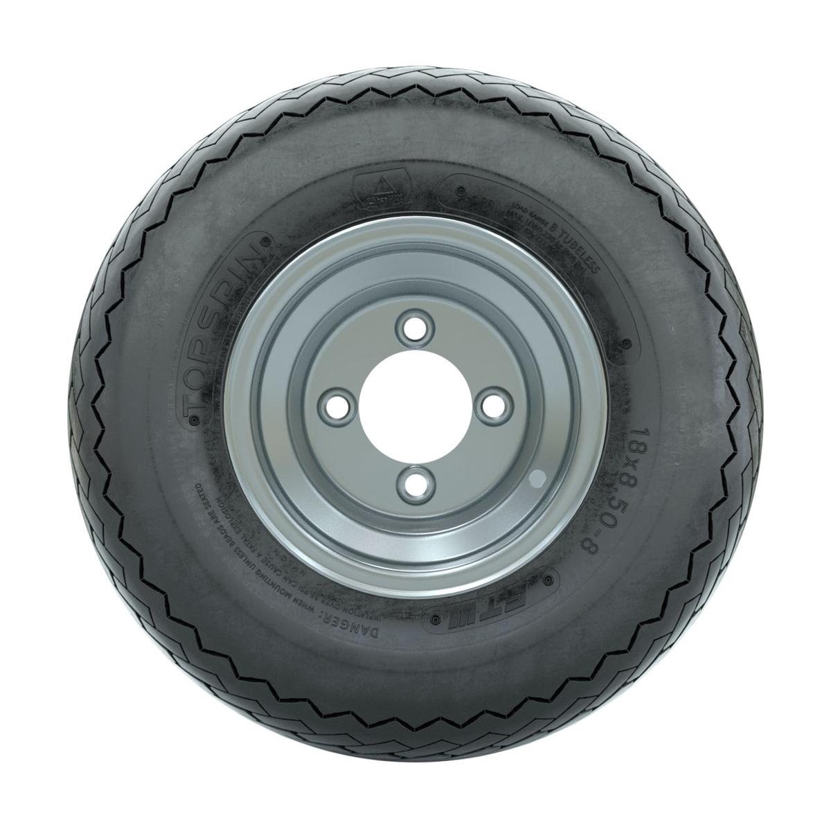8” GTW&reg; Topspin Tire & Silver Steel Wheel Assembly