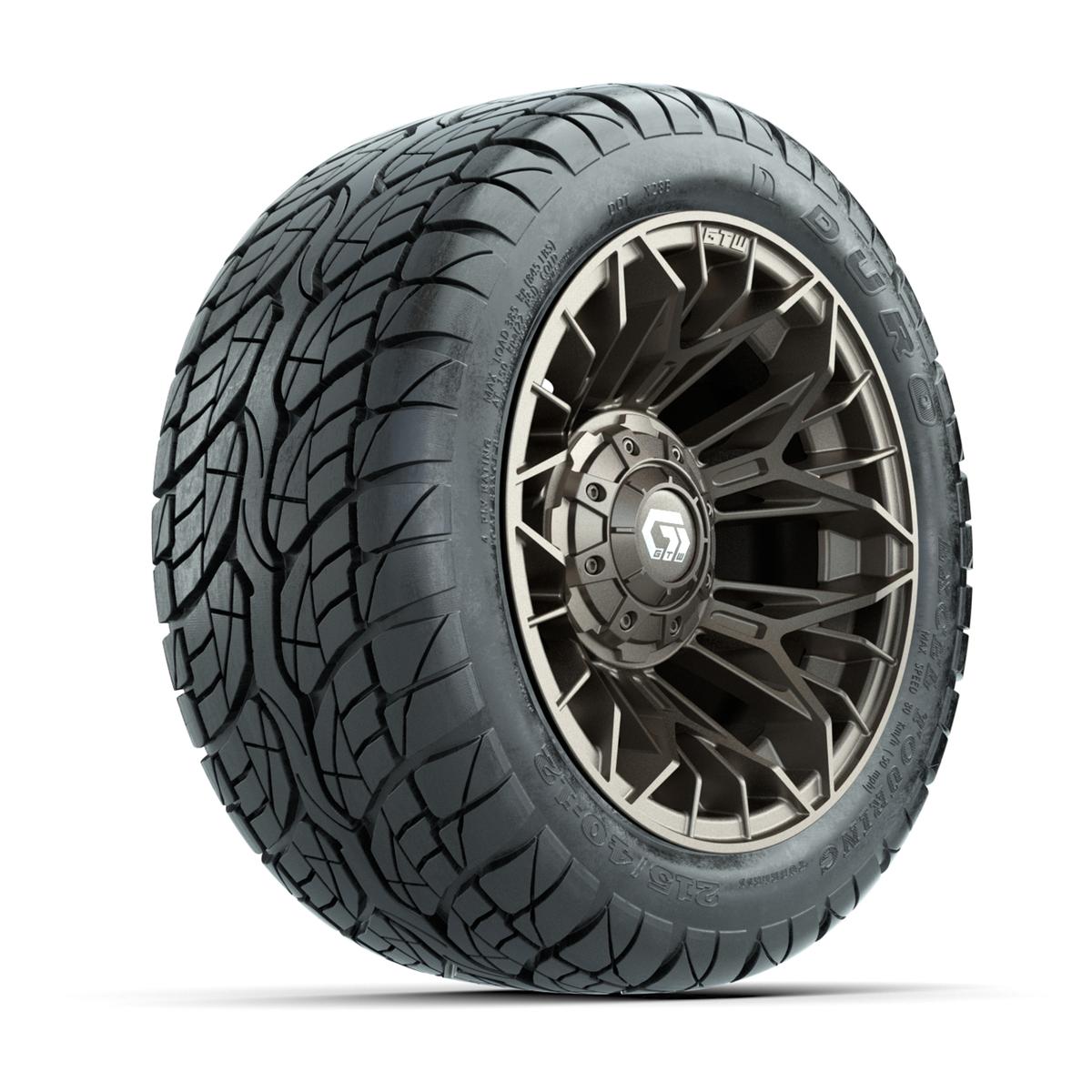 GTW Stellar Matte Bronze 12 in Wheels with 215x40x12 Duro Low-Profile Street Tires – Full Set