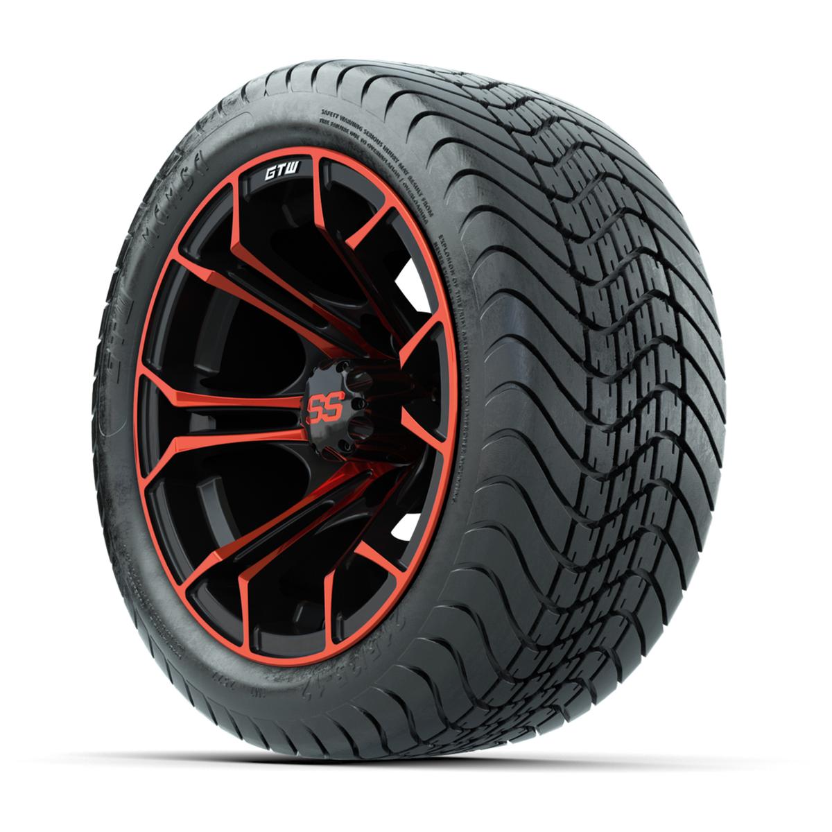 GTW Spyder Red/Black 12 in Wheels with 215/35-12 GTW Mamba Street Tires – Full Set