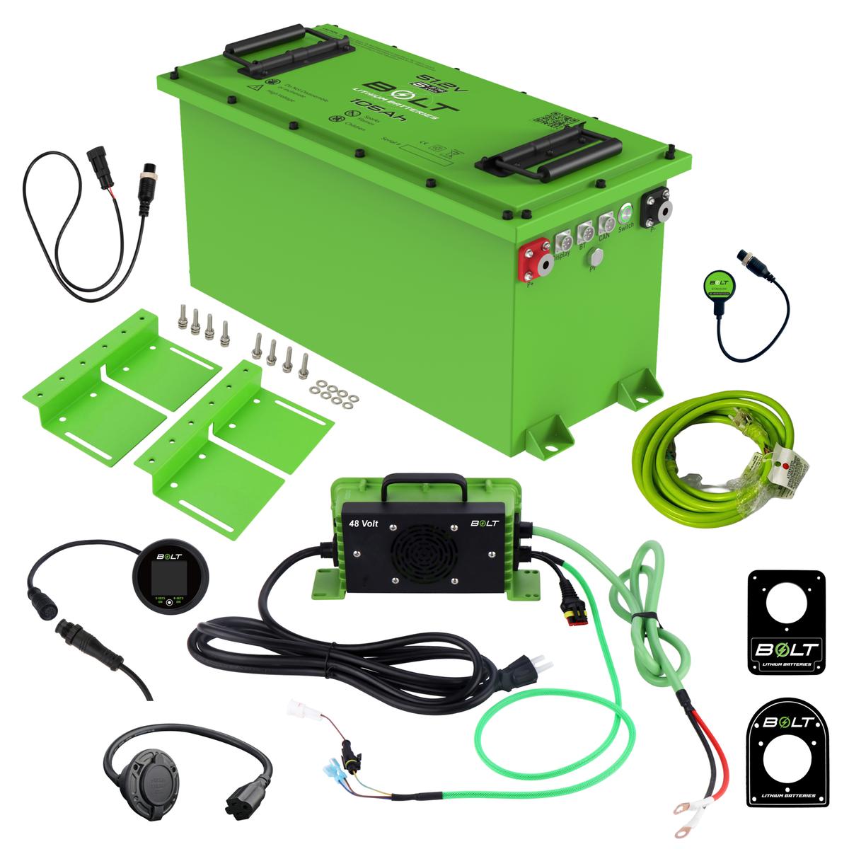 Bolt Energy 51V 105AH Thin Heated Standard Battery FactorySync Kit for Epic 3-3 Golf Carts