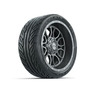 GTW Volt Gunmetal/Machined 14 in Wheels with 205/40-R14 Fusion GTR Street Tires - Full Set