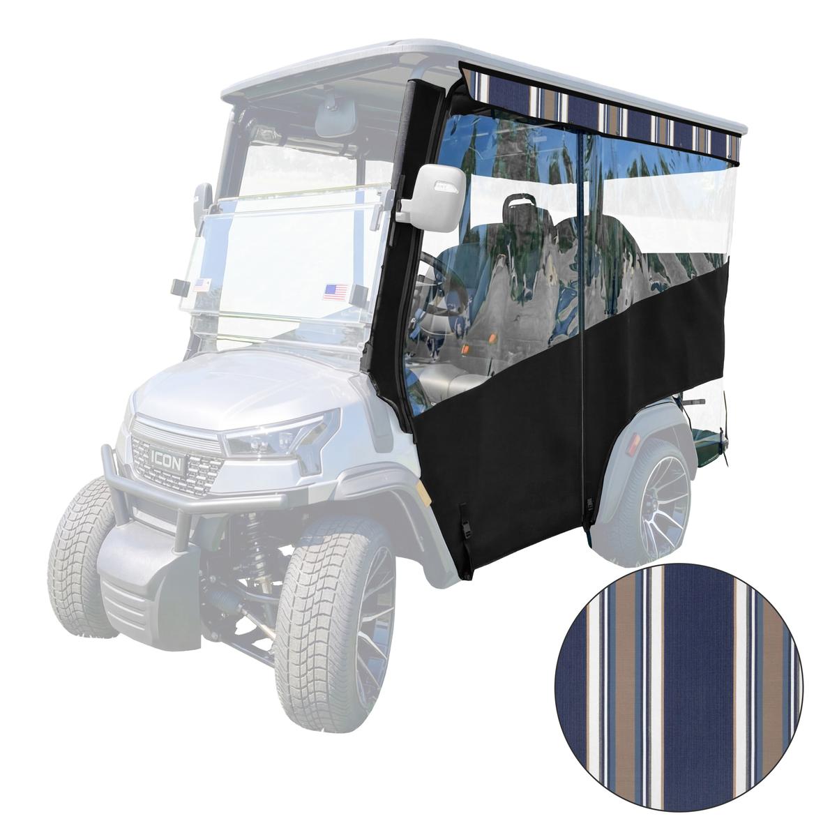 RedDot 4-Passenger Black Track Style Enclosure with Emblem Navy Valance for ICON i40X (Years 2026-Up)