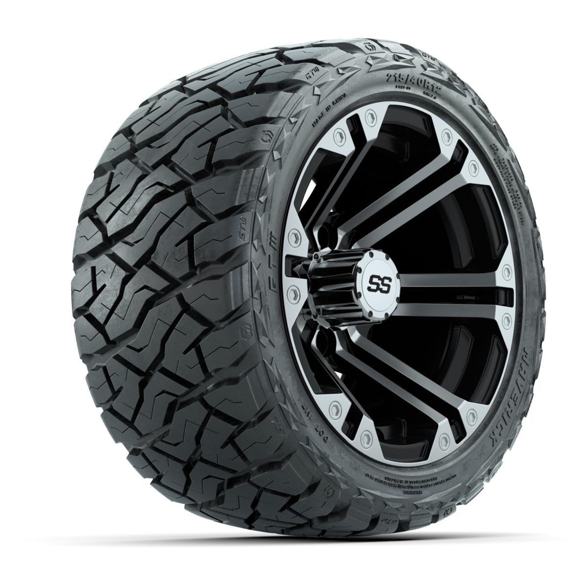 GTW Specter Black/Machined 12 in Wheels with 215/40-R12 Maverick Low-Profile All-Terrain Tires – Full Set