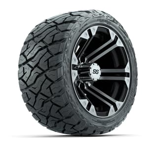 GTW Specter Black/Machined 12 in Wheels with 215/40-R12 Maverick Low-Profile All-Terrain Tires – Full Set
