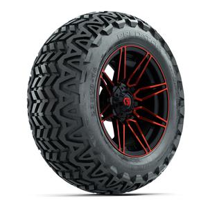GTW® Stealth Gloss Black/Red 14 in Wheels with 23x10-14 Predator All-Terrain Tires – Full Set
