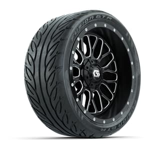 Set of (4) 14 in GTW® Helix Machined & Black Wheels with 205/40-R14 Fusion GTR Street Tires