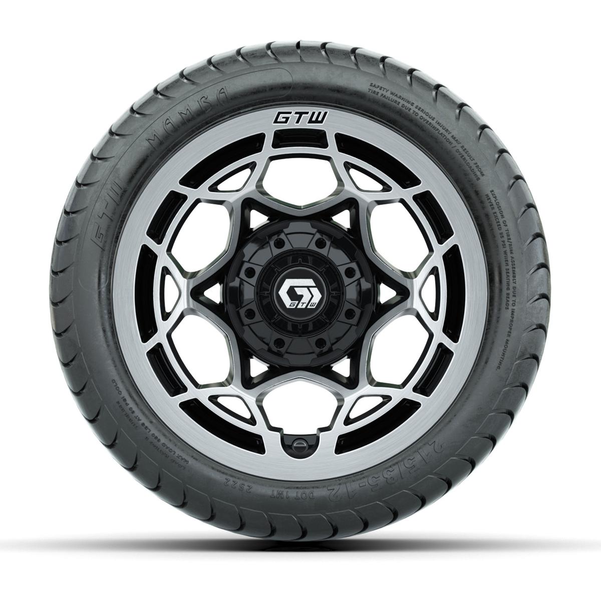 GTW® Nexus Gloss Black 12 in Wheels with 215/35-12 Mamba Street Tires – Full Set