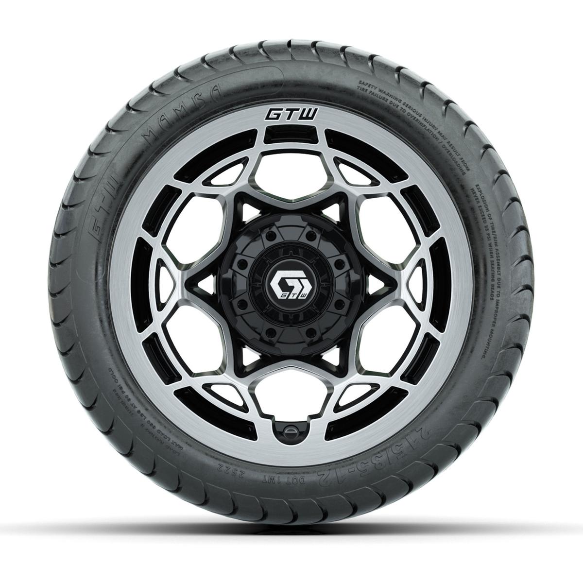 GTW® Nexus Gloss Black 12 in Wheels with 215/35-12 Mamba Street Tires – Full Set