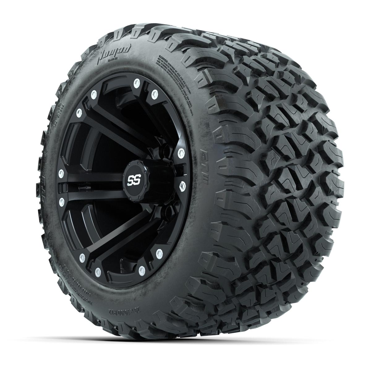 GTW&reg; Specter Matte Black 12 in Wheels with 20X10-12 Nomad Steel Belt Radial All-Terrain Tires – Full Set
