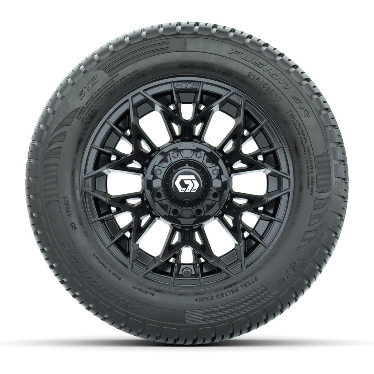 Set of (4) 12 in GTW® Stellar Black Wheels with 215/50-R12 Fusion S/R Street Tires