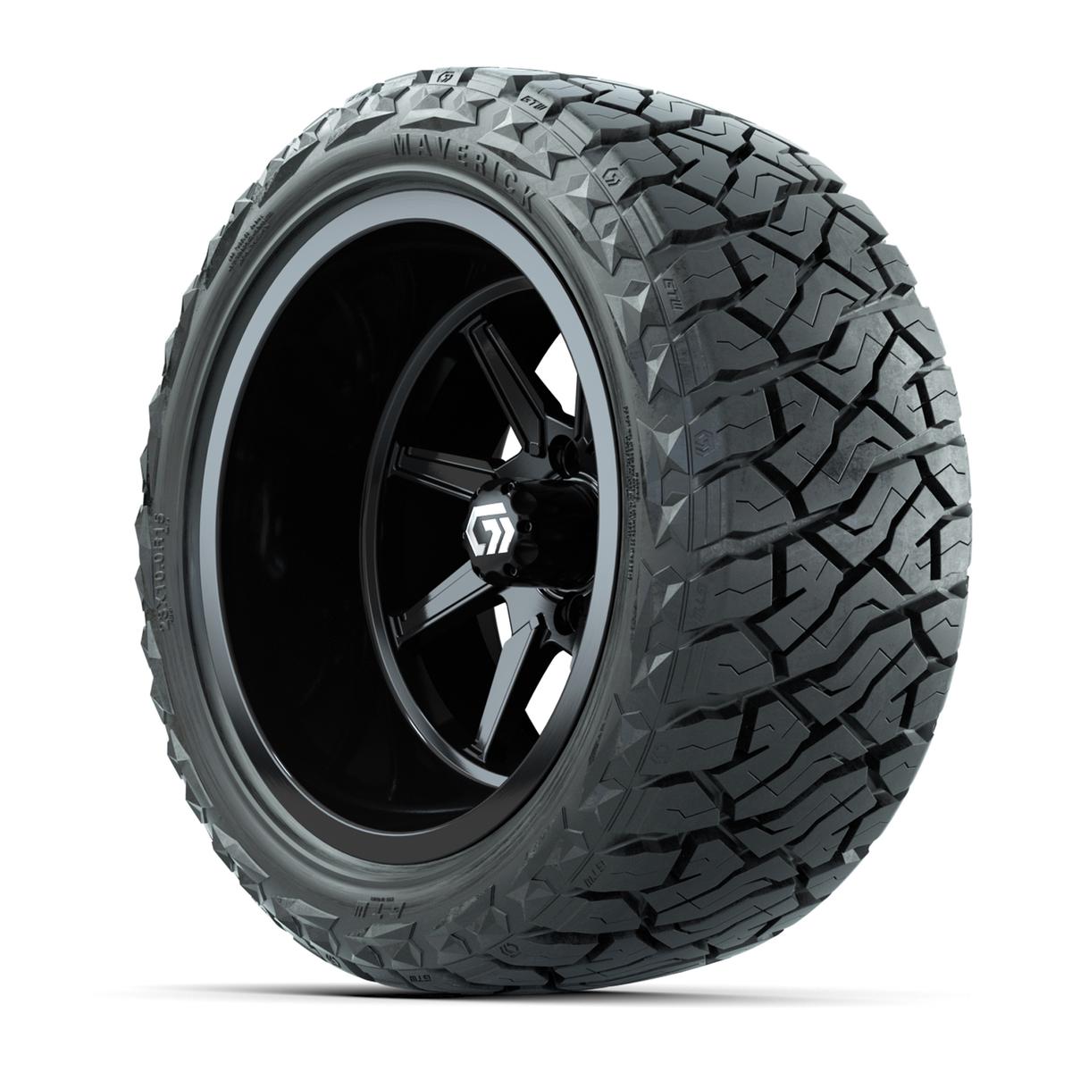 GTW&reg; Reaper Gloss Black 15 in Wheels with 23X10-R15 Maverick Steel Belted Radial All-Terrain Tires - Full Set