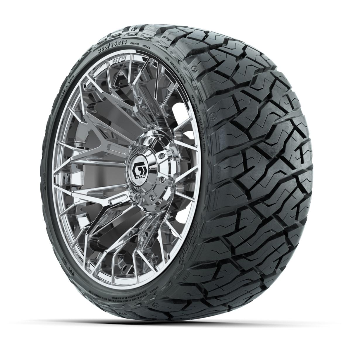 GTW Stellar Chrome 14 in Wheels with 205/35-R14 Maverick Low-Profile All-Terrain Tires – Full Set