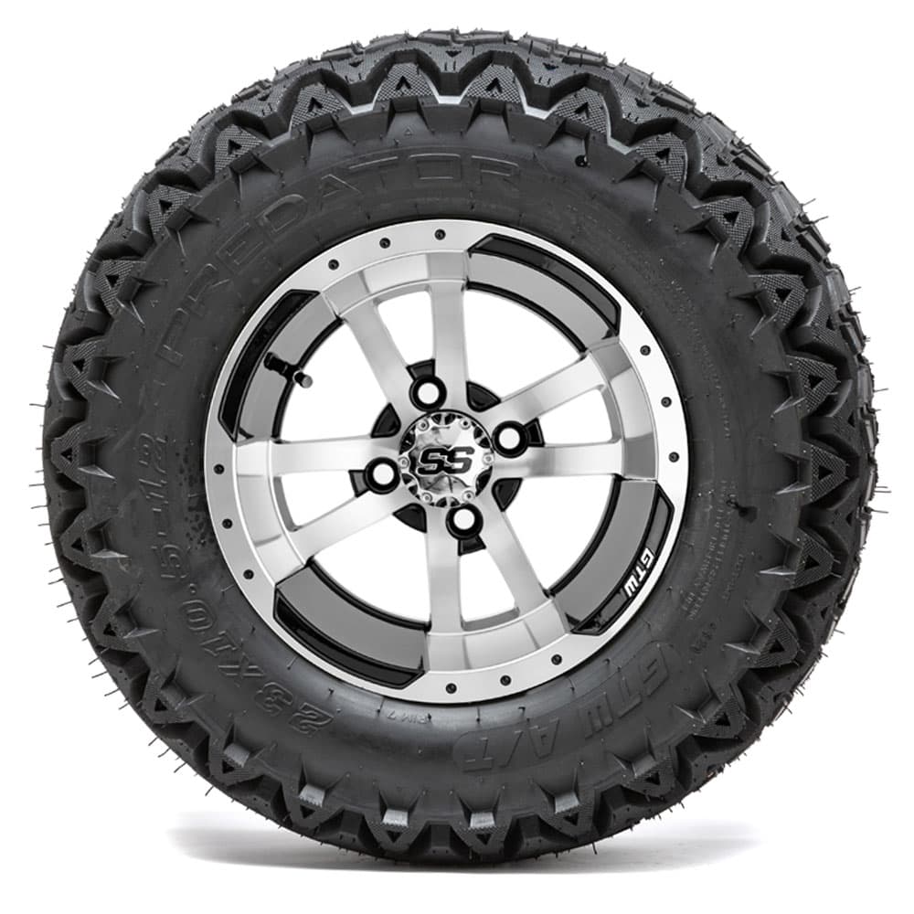 GTW Storm Trooper Black and Machined Wheels with 23in Predator A-T Tires - 12 Inch