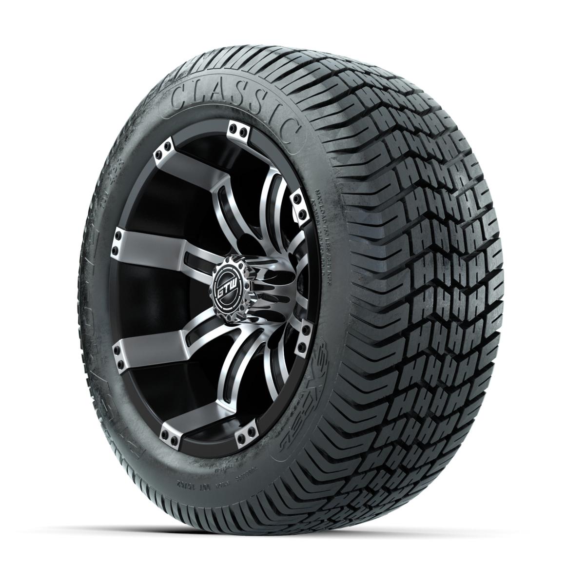 12” GTW Tempest Black and Machined Wheels with Excel Lo-Profile Street Tires – Set of 4