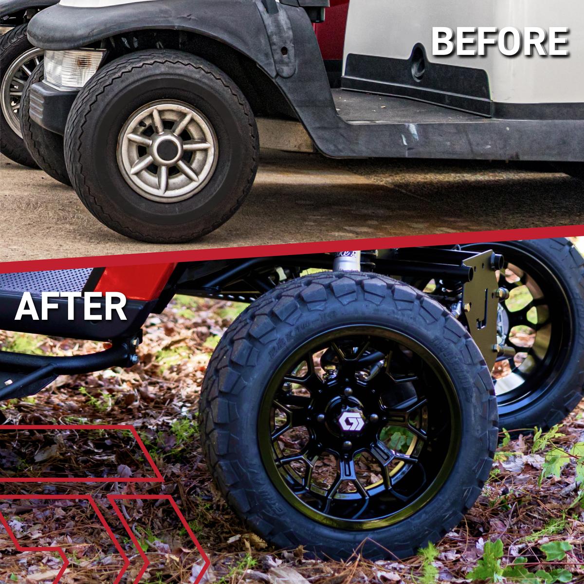 GTW&reg; Assault Gloss Black 14 in Wheels with 23X10-R14 Rogue All-Terrain Tires - Full Set