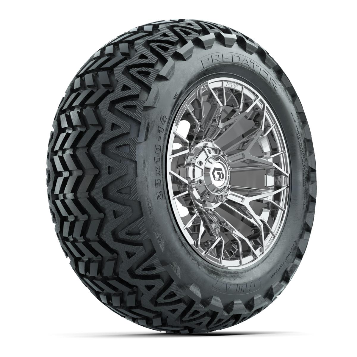 Set of (4) 14 in GTW® Stellar Chrome Wheels with 23x10-14 Predator All-Terrain Tires