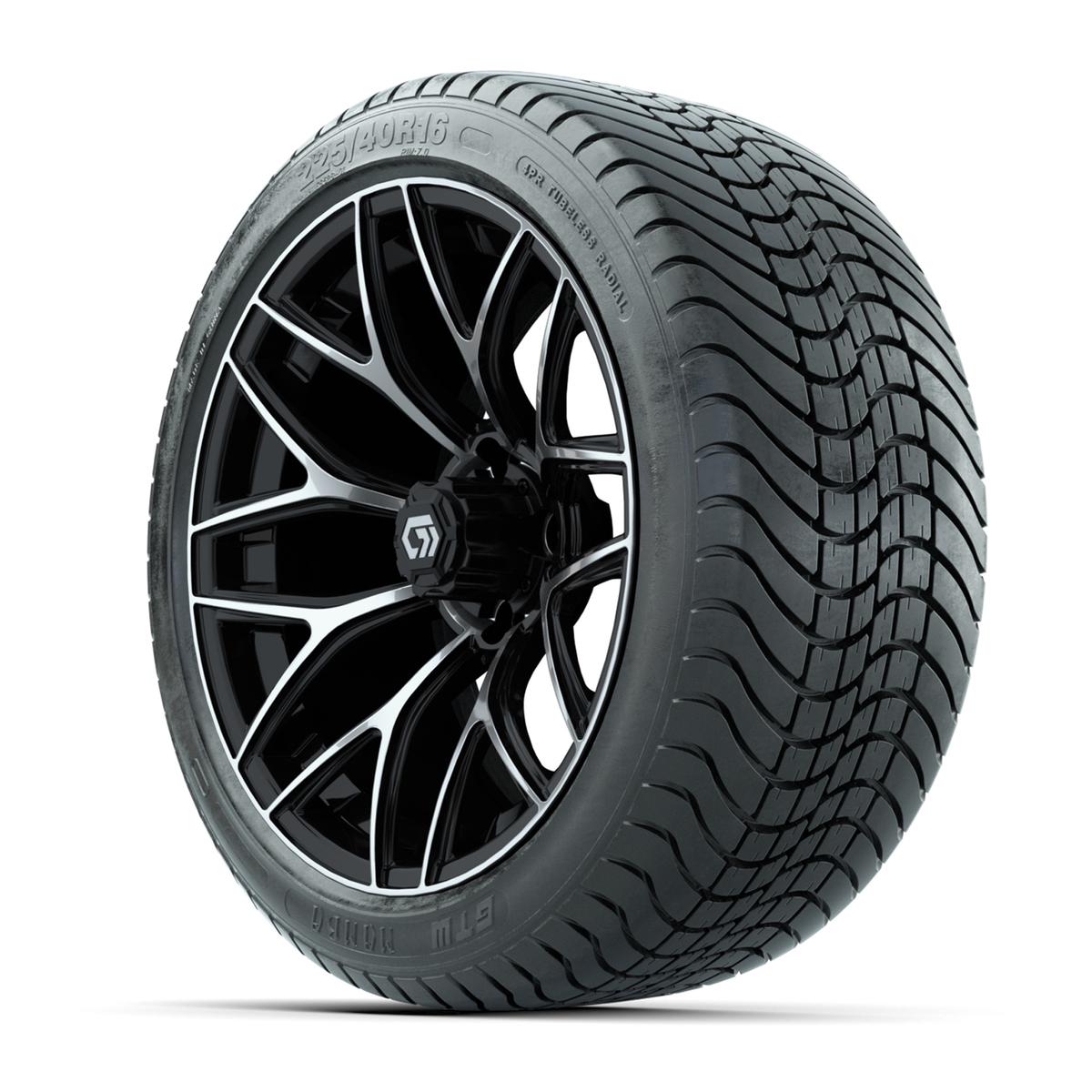 GTW&reg; Monaco Black/Machined 16 in Wheels with 225/40-R16 Mamba Street Tires - Full Set