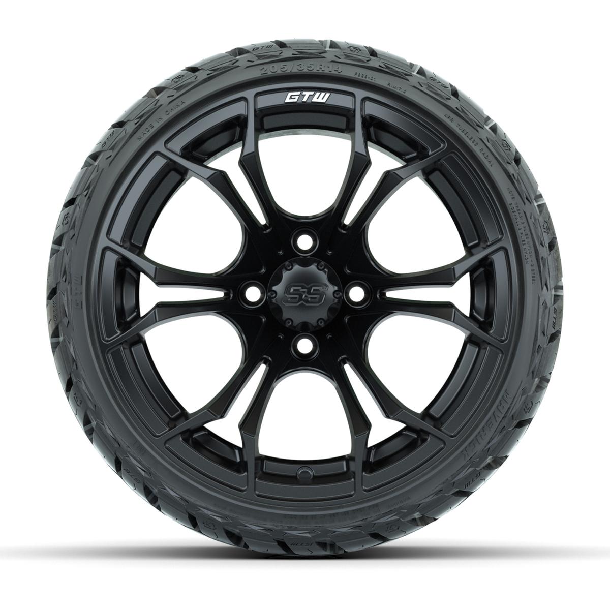 GTW Spyder Matte Black 14 in Wheels with 205/35-R14 Maverick Low-Profile All-Terrain Tires – Full Set