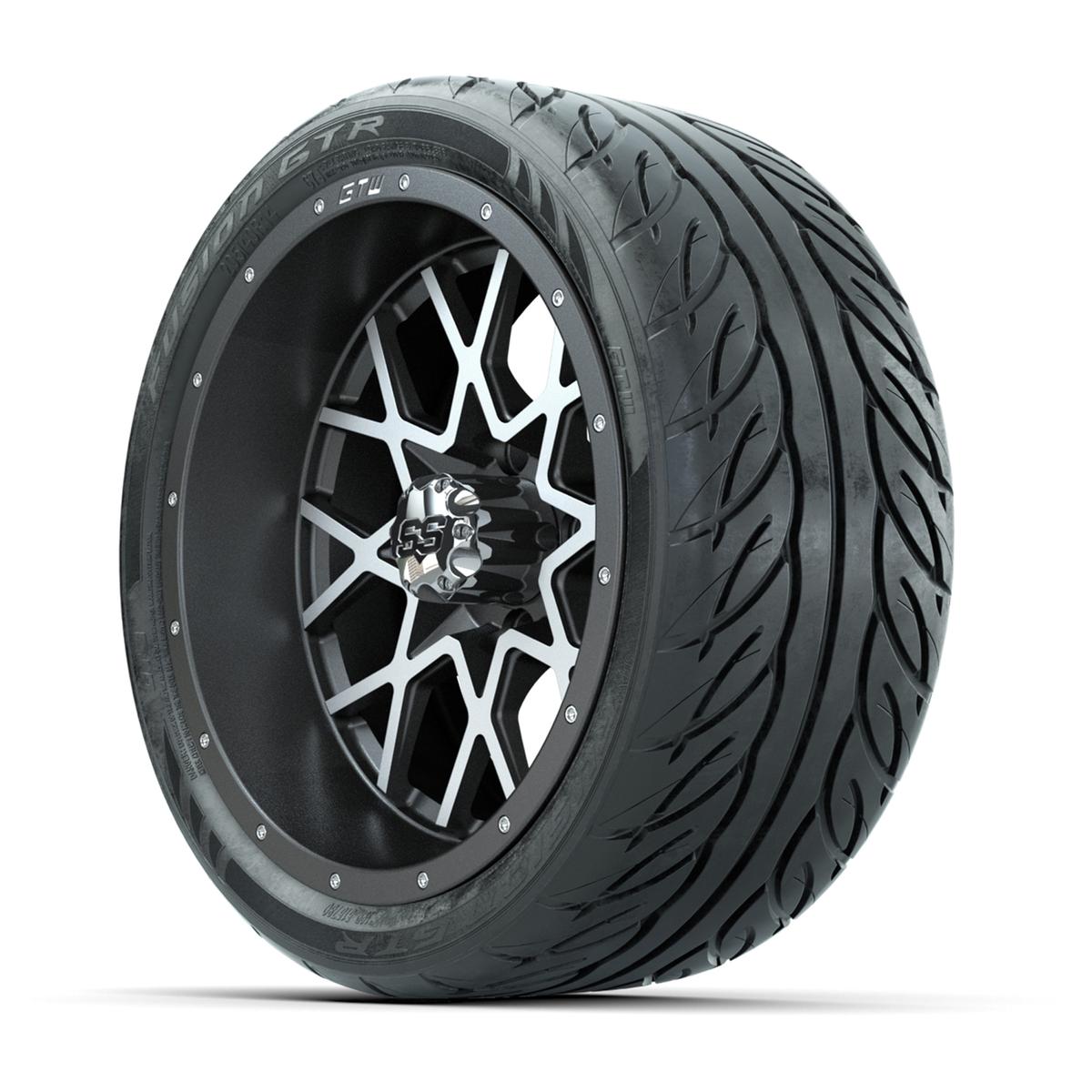 GTW&reg; Vortex 2 Matte Gray/Machined 14 in Wheels with 205/40-R14 Fusion GTR Steel Belt Radial Street Tires – Full Set