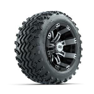 GTW Tempest Machined/Black 10 in Wheels with 18x9.50-10 Rogue All Terrain Tires – Full Set