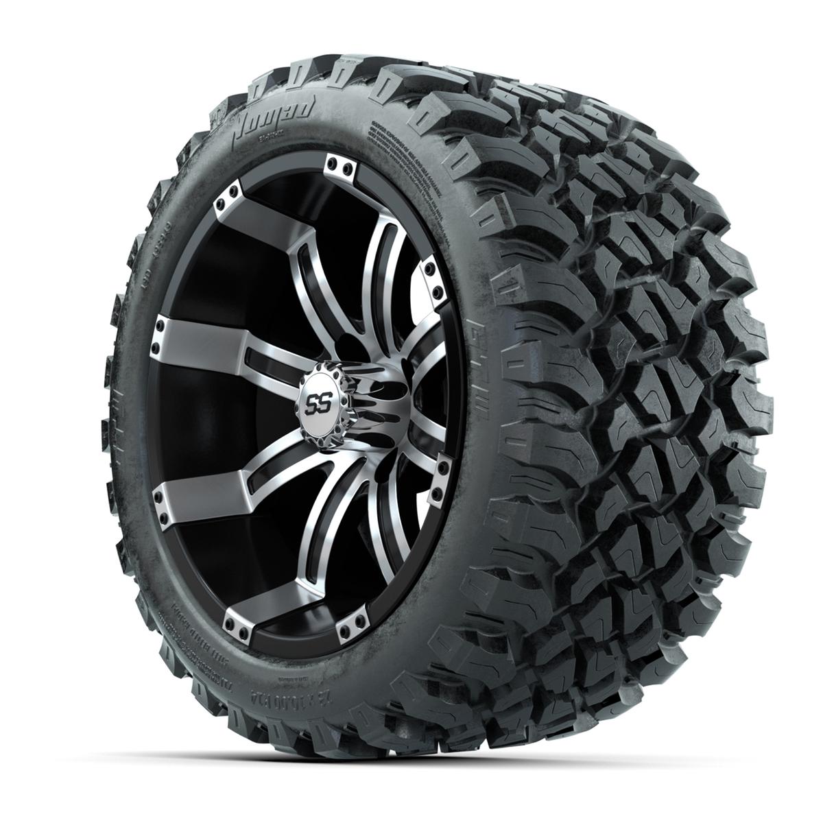 GTW&reg; Tempest Black/Machined 14 in Wheels with 23X10-R14 Nomad Steel Belt Radial All-Terrain Tires – Full Set