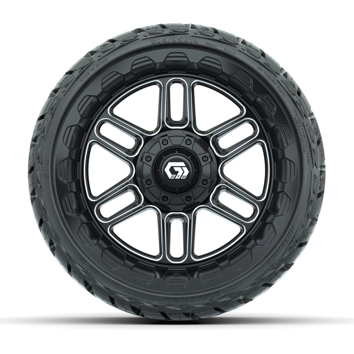 GTW Titan Black/Machined 14 in Wheels with 205/35-R14 Maverick Low-Profile All-Terrain Tires – Full Set