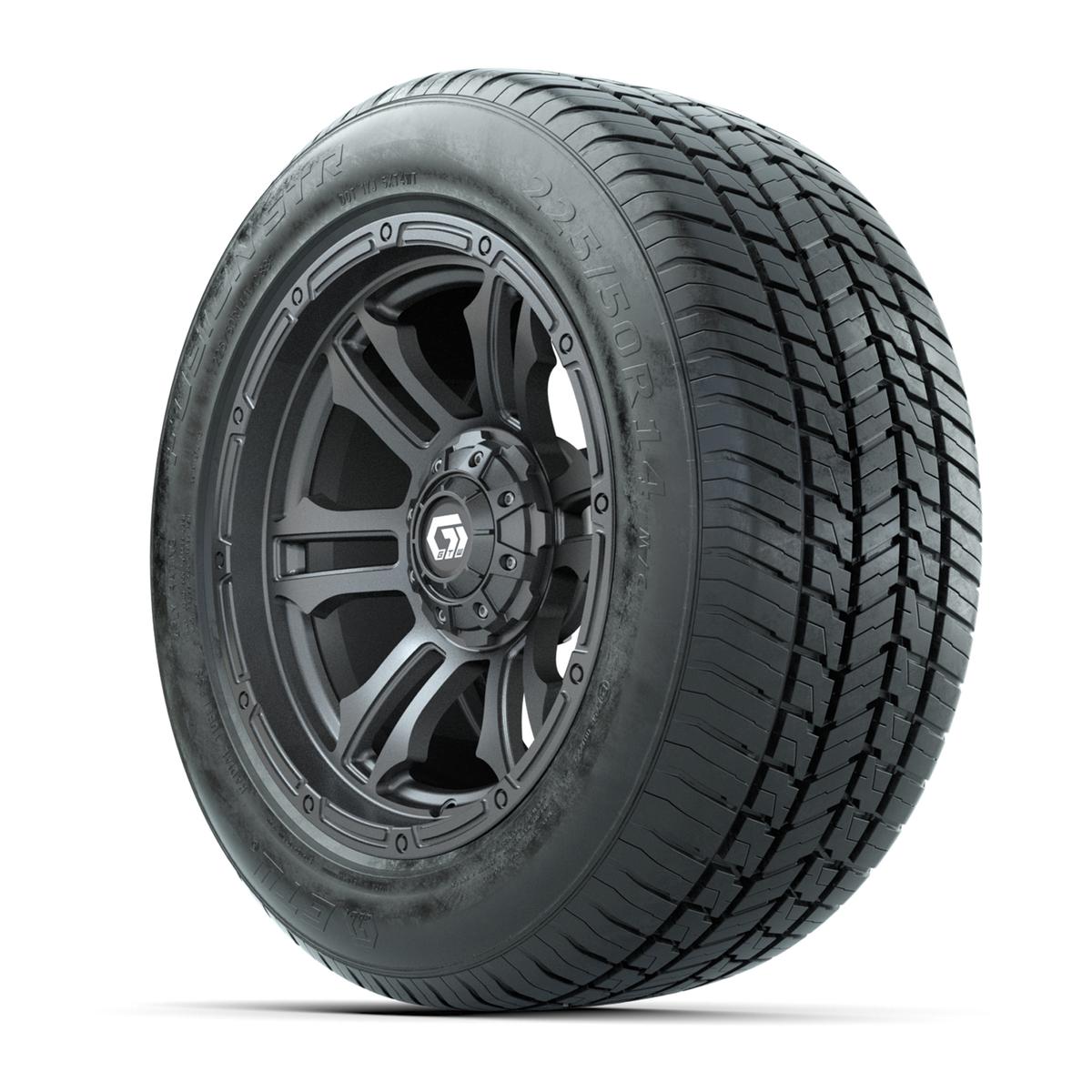 GTW&reg; Shogun Gloss Gunmetal 14 in Wheels with 255/50-R14 Fusion STR DOT Approved Street Tires - Full Set