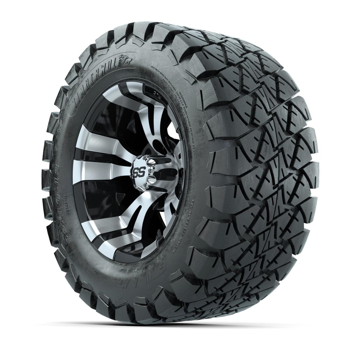 GTW Vampire Black and Machined Wheels with 22in Timberwolf Mud Tires - 12 Inch