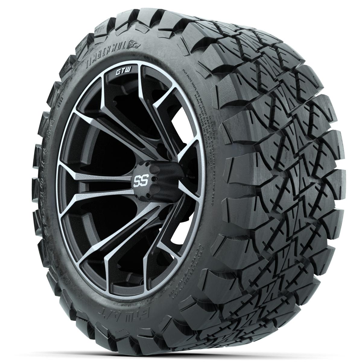 GTW Spyder Matte Grey 14 in Wheels with 22x10-14 GTW Timberwolf All-Terrain Tires – Full Set