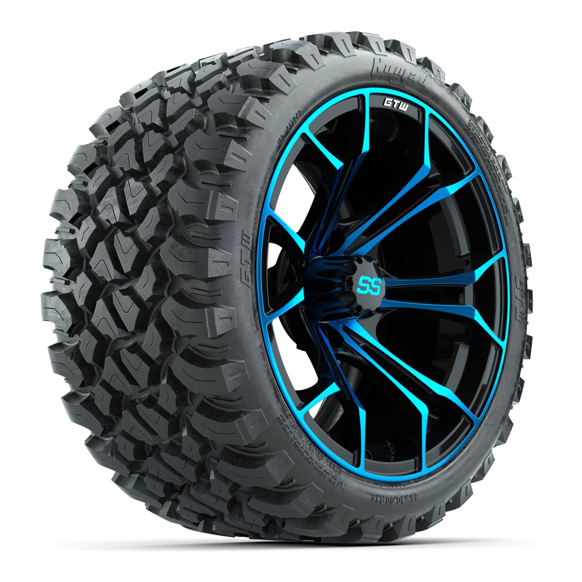 GTW Spyder Blue/Black 15 in Wheels with 23x10-R15 Nomad All-Terrain Tires – Full Set