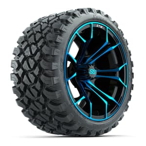 GTW Spyder Blue/Black 15 in Wheels with 23x10-R15 Nomad All-Terrain Tires – Full Set