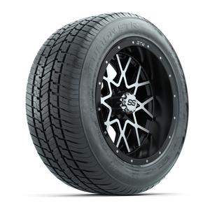 GTW&reg; Vortex Matte Black and Machined 14 in Wheels with 255/50-R14 Fusion STR DOT Approved Street Tires - Full Set