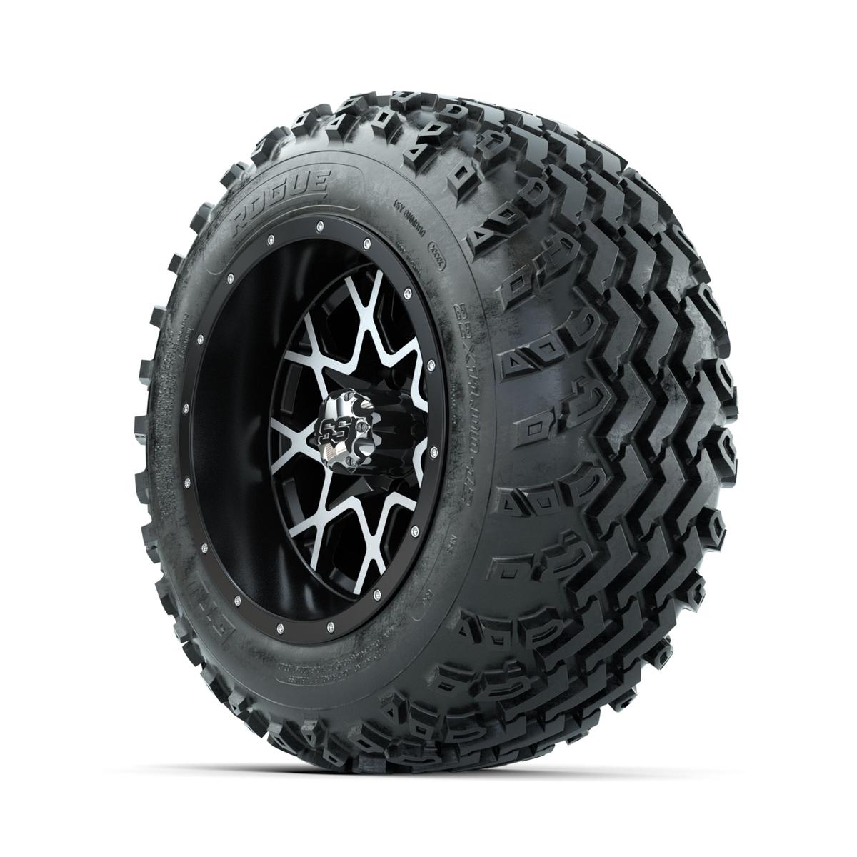 GTW Vortex Machined/Matte Black 12 in Wheels with 22x11.00-12 Rogue All Terrain Tires – Full Set