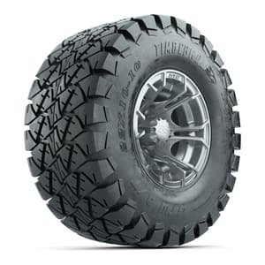 GTW Spyder Silver Brush 10 in Wheels with 22x10-10 Timberwolf All Terrain Tires – Full Set