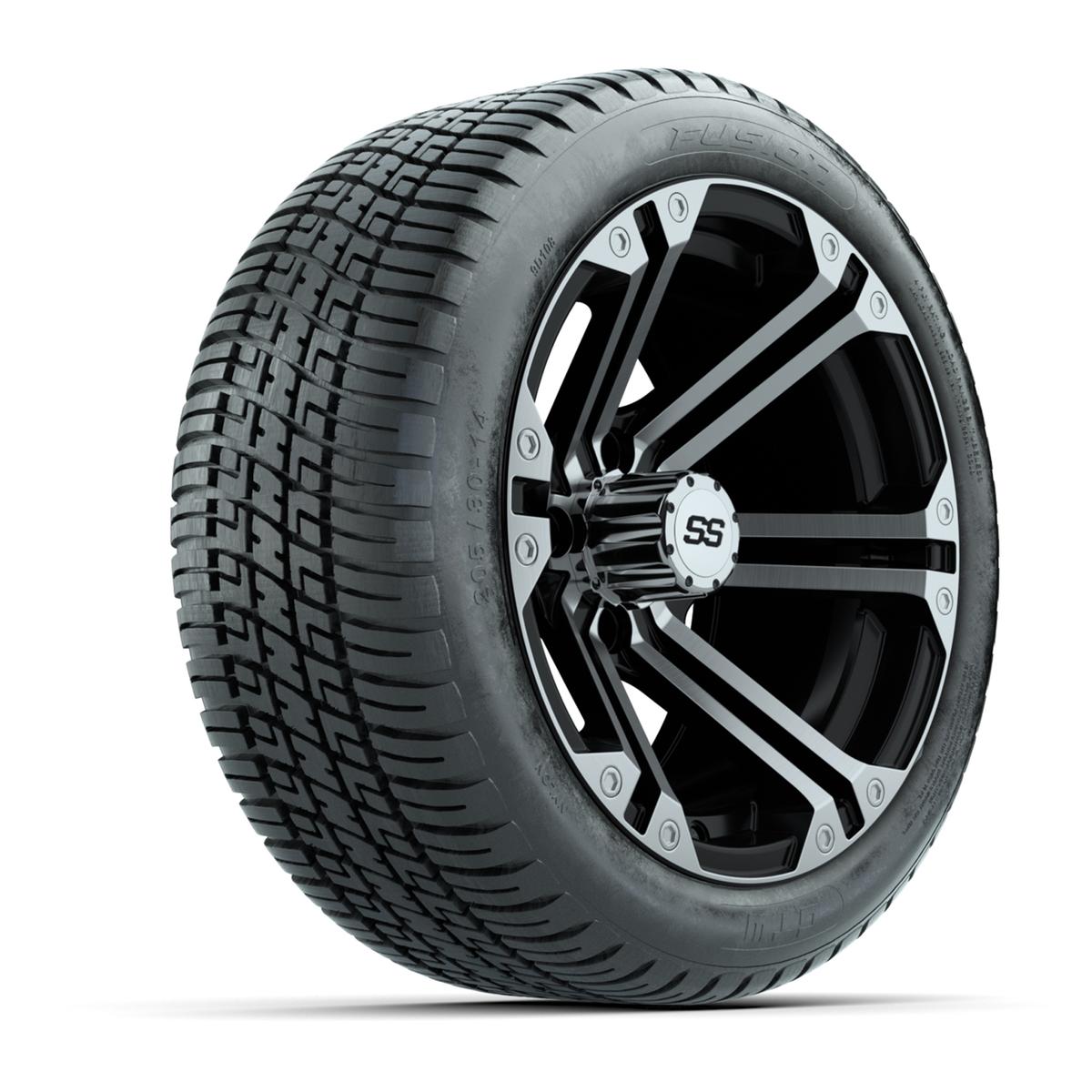 14” GTW Specter Black and Machined Wheels with 19” Fusion Street Tires – Set of 4