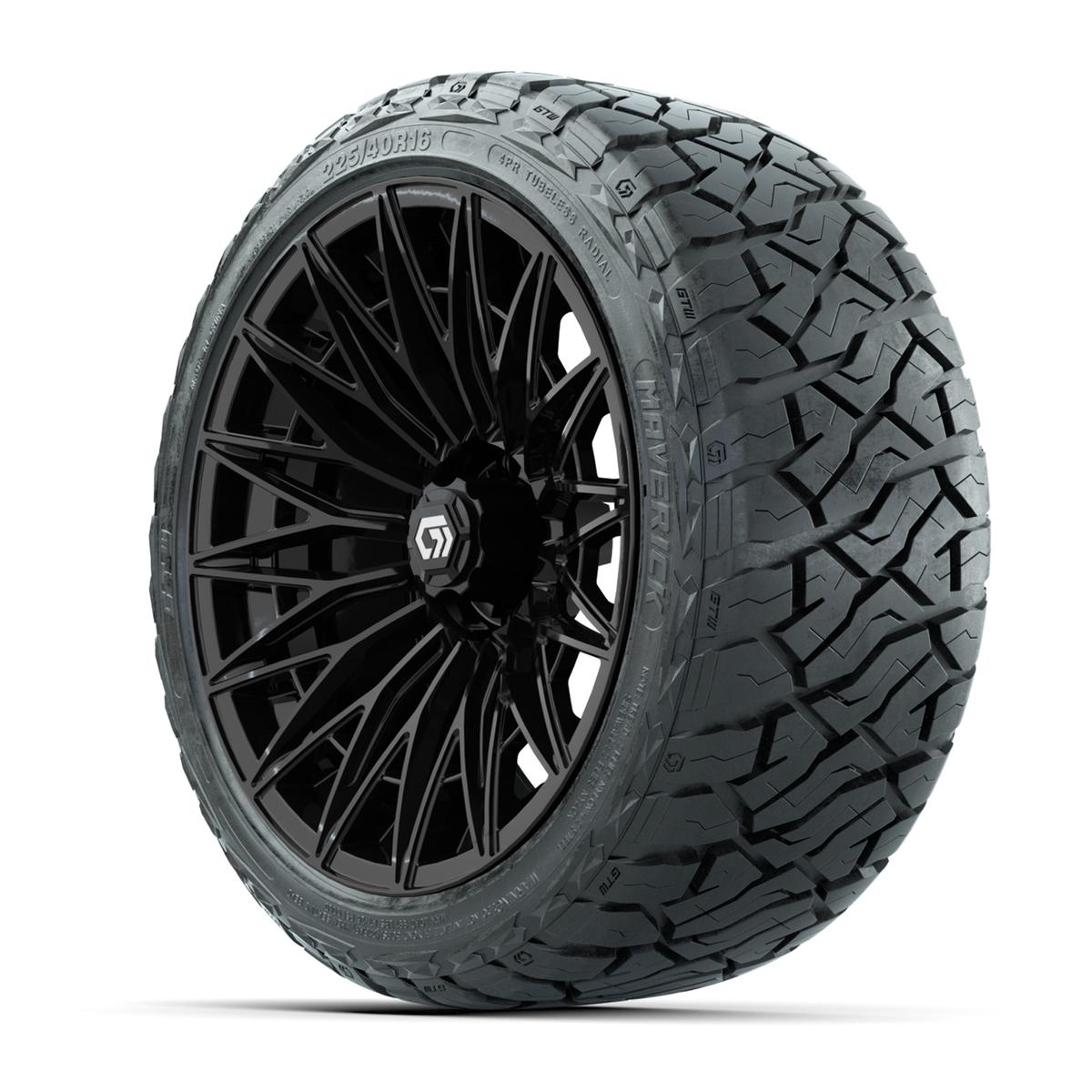 GTW&reg; Blur Gloss Black 16 in Wheels with 225/40-R16 Maverick Hybrid Tires - Full Set