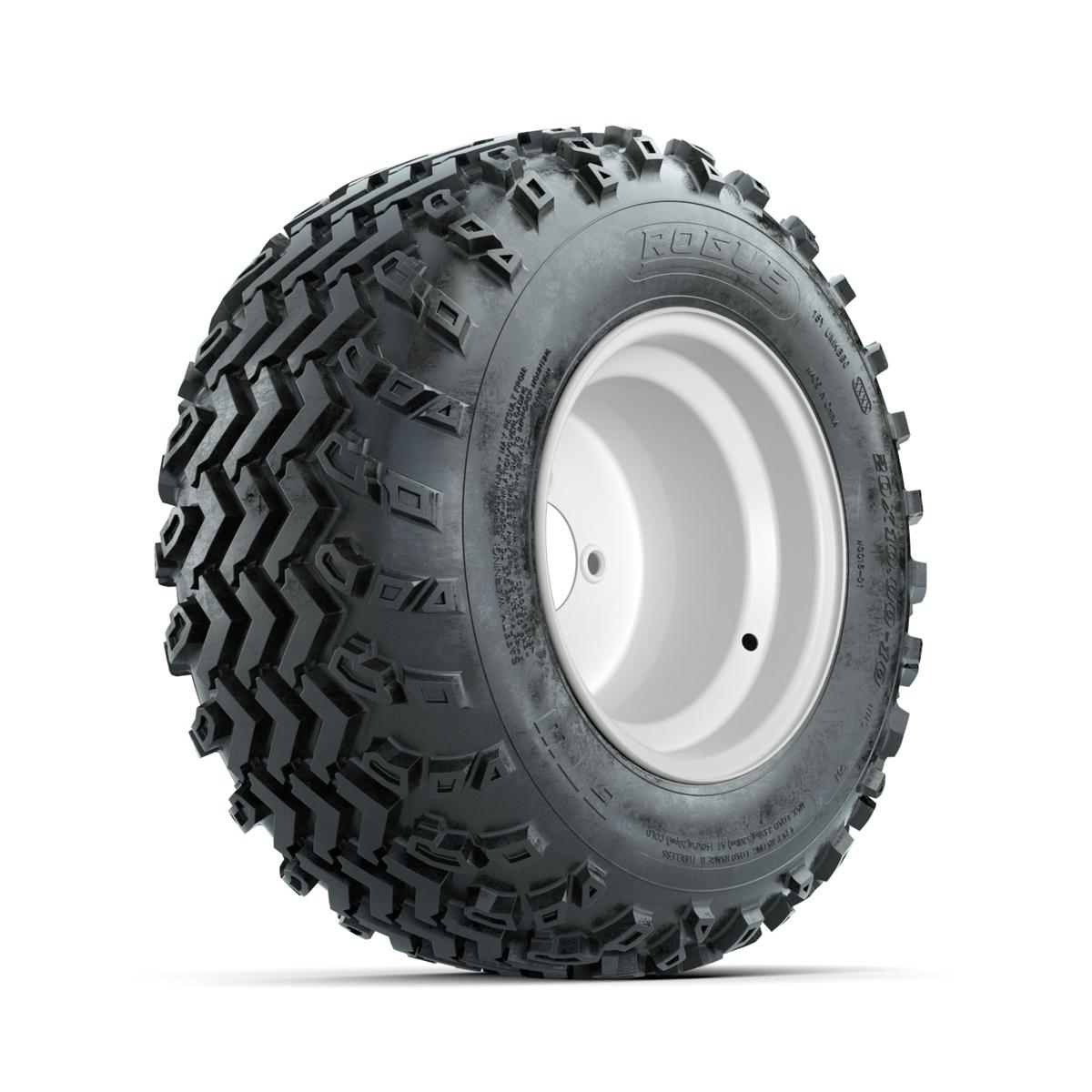 GTW Steel White 3:5 Offset 10 in Wheels with 20x10.00-10 Rogue All Terrain Tires – Full Set