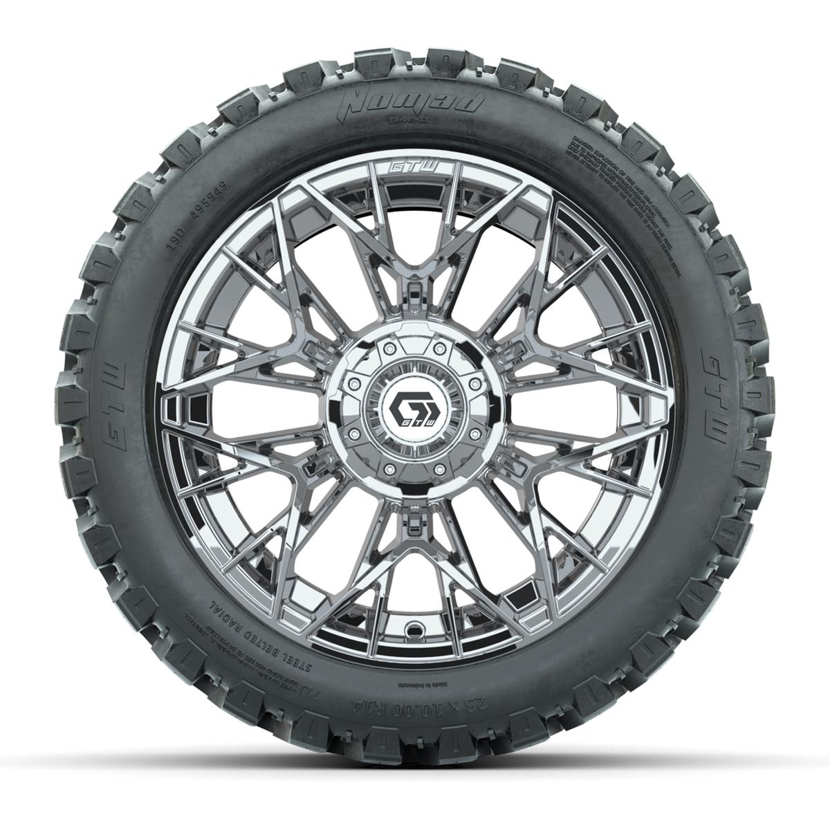 Set of (4) 14 in GTW® Stellar Chrome Wheels with 23x10-R14 Nomad All-Terrain Tires